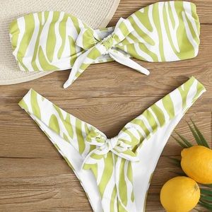 Green Zebra Print Bikini